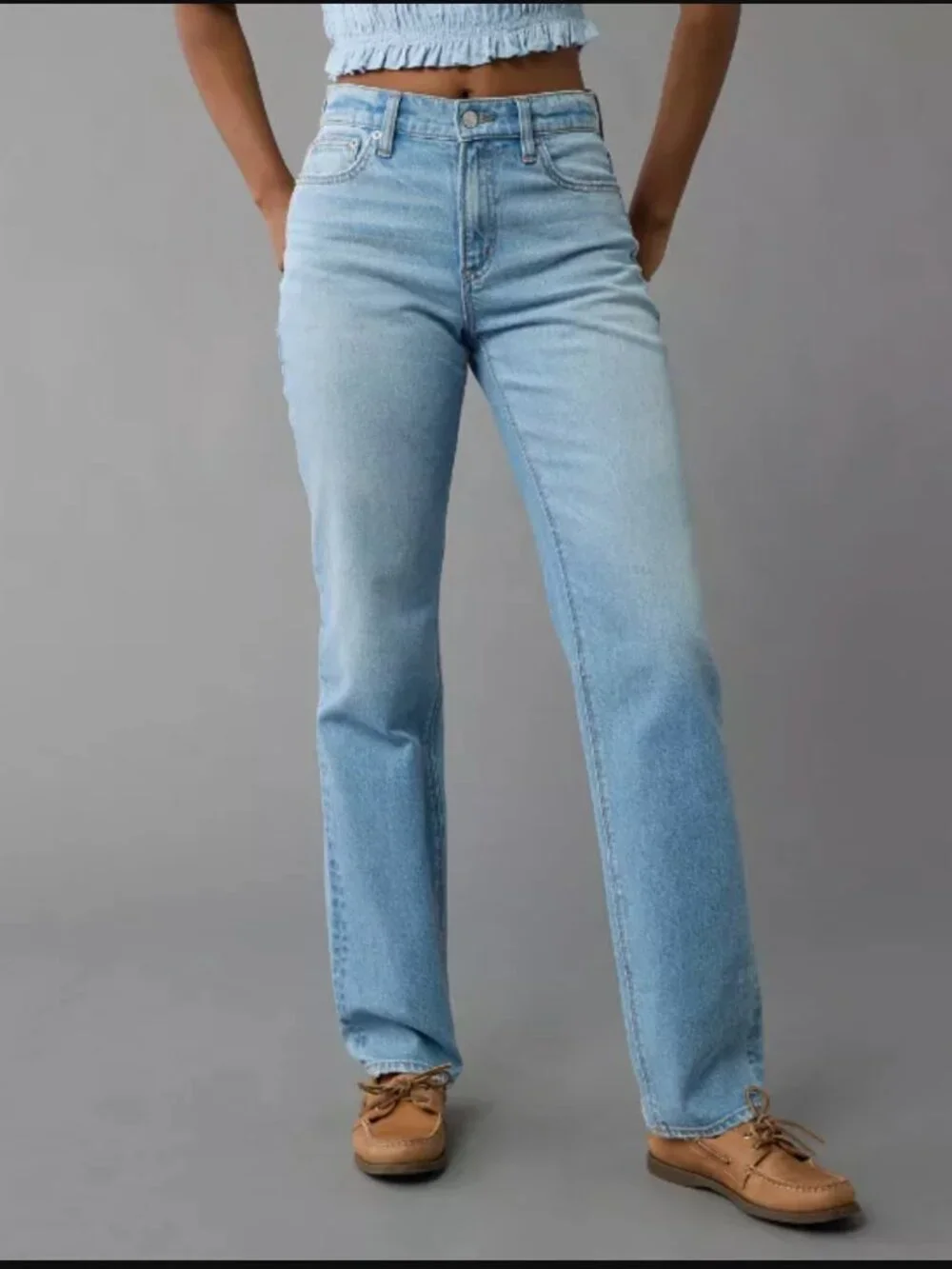American Eagle AE Stretch Super High-Waisted Straight Jean Women size 6 Regular - Picture 3 of 16